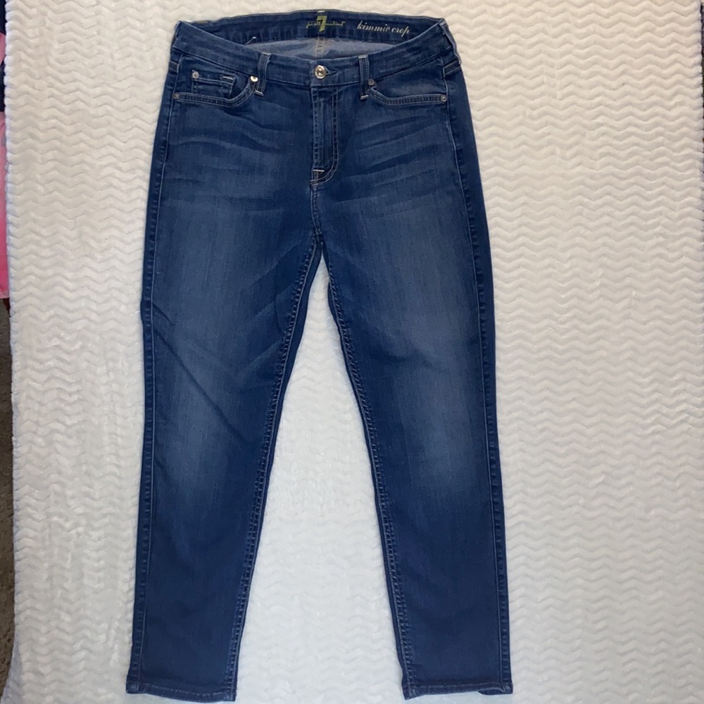 7SEVEN FOR ALL MANKIND KIMMIE CROP MID RISE SOFT STRETCH TAPERED LEG SLIM FIT